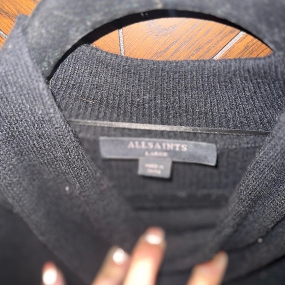 Allsaints 100% Wool Mock Neck sweater sz L - Picture 4 of 4